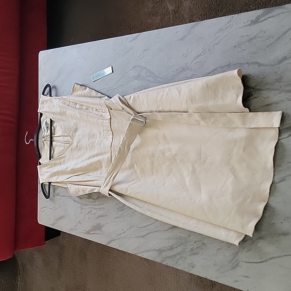 ANTONIO MELANI Natural Stretch Linen Eleanor Sleeveless Dress beige size 14 NWT - Picture 7 of 16